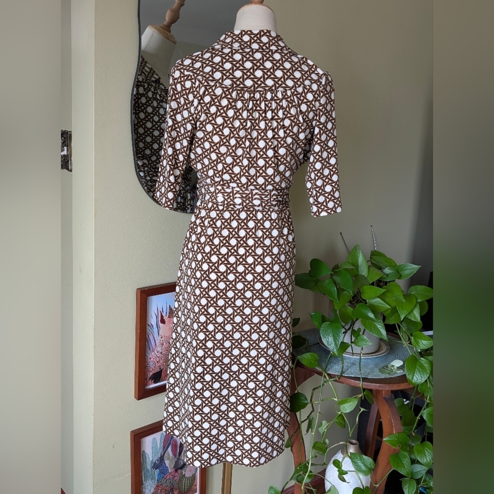 Talbots Petites Geometric Lattice Faux Wrap Dress - Size 6P - Picture 5 of 11